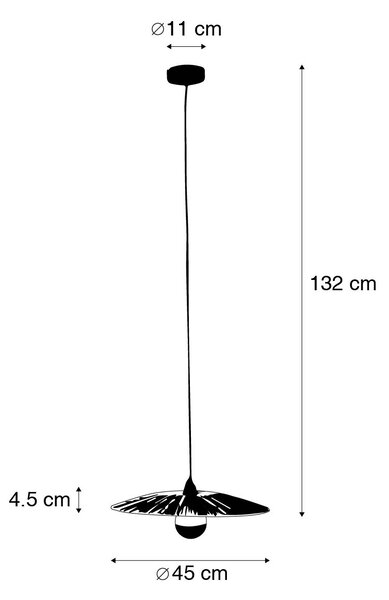 Rustikalna viseća svjetiljka crna s užadom 45 cm - Leia