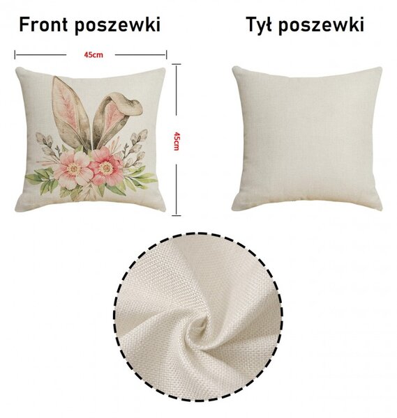 Laneni pokrivač za jastuk BLOOM 45x45 cm, krem boja