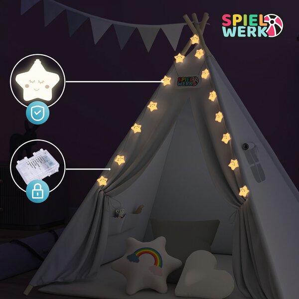 Dječji šator teepee JULIUS, 120x120x160 cm, bijela/siva Spielwerk