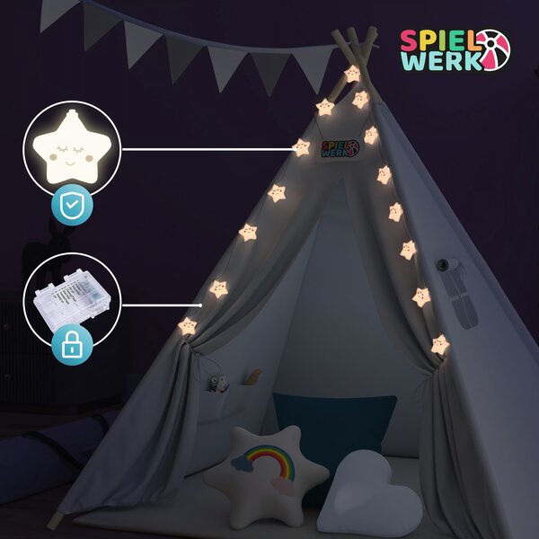 Dječji šator teepee JULIUS, 120x120x160 cm, siva/plava Spielwerk