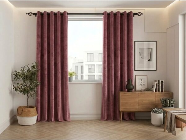 Zatamnjujuća zavjesa ELVIO VELVET 140x250 cm, staro ružičasta Sistem za vješanje: Metalni prstenovi