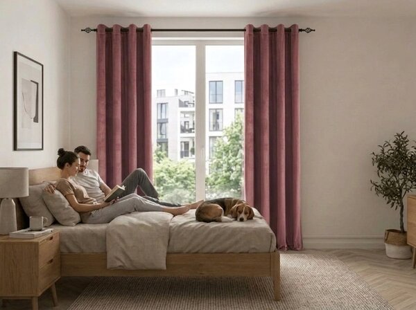 Zatamnjujuća zavjesa ELVIO VELVET 140x250 cm, staro ružičasta Sistem za vješanje: Metalni prstenovi