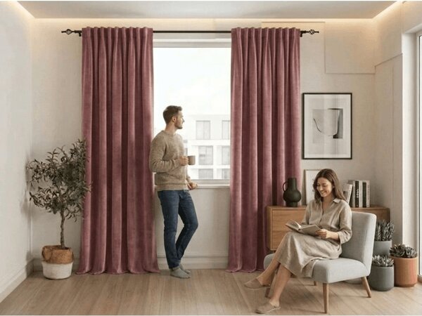 Zatamnjujuća zavjesa ELVIO VELVET 140x250 cm, staro ružičasta Sistem za vješanje: Metalni prstenovi