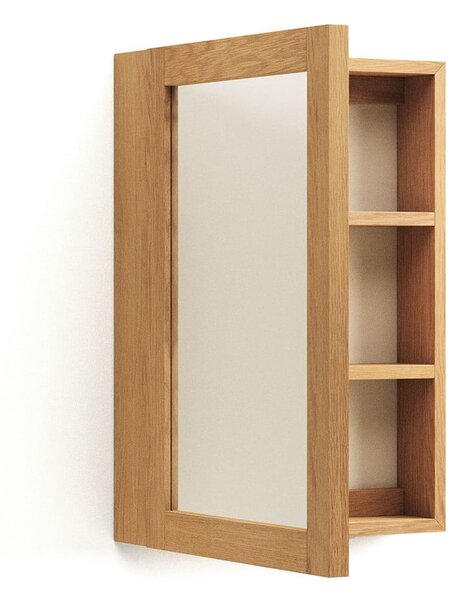 Zidni/s ogledalom kupaonski ormarić od masivne tikovine u prirodnoj boji 50x70 cm Plubia – Kave Home