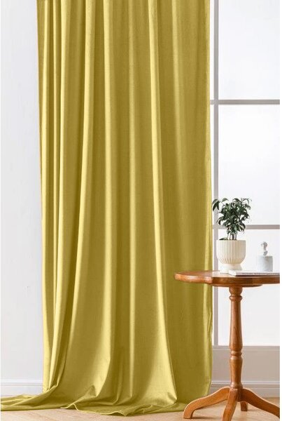 Zamračujuća zavjesa VELVET 140x270 cm, senf boja Sistem za vješanje: Traka za nabiranje