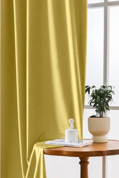 Zamračujuća zavjesa VELVET 140x270 cm, senf boja Sistem za vješanje: Traka za nabiranje