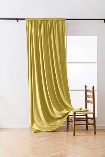 Zamračujuća zavjesa VELVET 140x270 cm, senf boja Sistem za vješanje: Traka za nabiranje