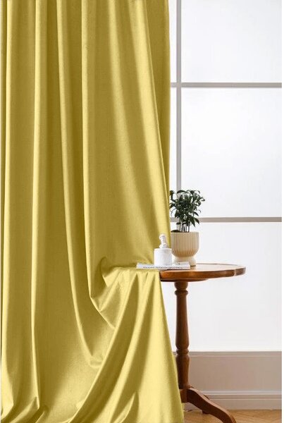 Zamračujuća zavjesa VELVET 140x270 cm, senf boja Sistem za vješanje: Traka za nabiranje