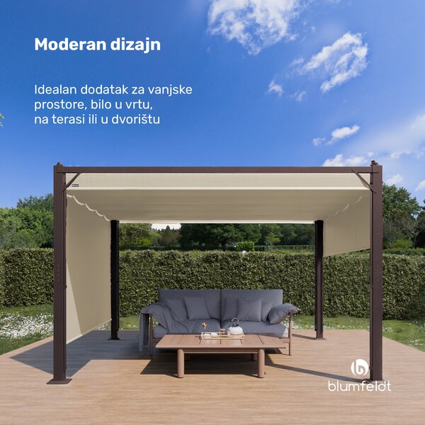 Blumfeldt Pantheon Cortina sjenica 3x4 m, otporna na vremenske uvjete, aluminij, zaštitno lakiranje, rolo zavjese