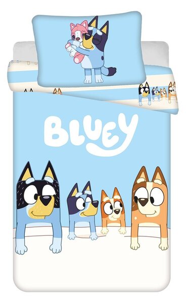 Plava pamučna dječja posteljina za dječji krevetić 100x135 cm Bluey – Jerry Fabrics