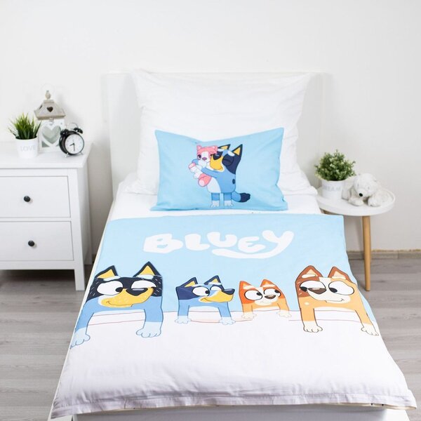 Plava pamučna dječja posteljina za dječji krevetić 100x135 cm Bluey – Jerry Fabrics