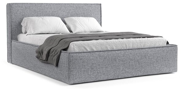 Sivi tapecirani bračni krevet s prostorom za odlaganje s podnicom 200x200 cm Lounge L – Maison de Rêve