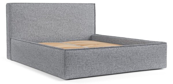 Sivi tapecirani bračni krevet s prostorom za odlaganje s podnicom 200x200 cm Lounge L – Maison de Rêve