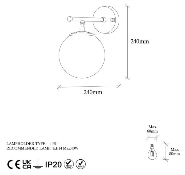 Bijela/mjedena zidna lampa Roe – Opviq lights