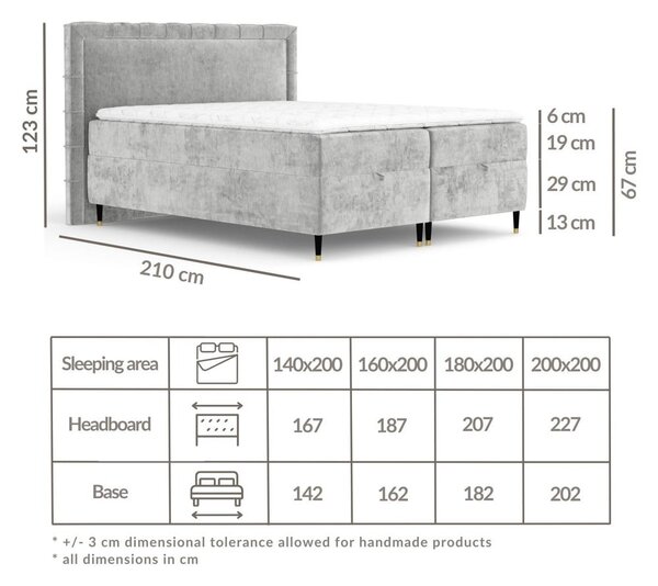 Bež boxspring krevet s prostorom za pohranu 180x200 cm Voyage – Maison de Rêve