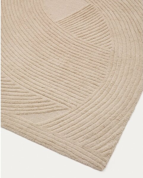 Krem ručno rađen vunen tepih 200x300 cm Domm – Kave Home