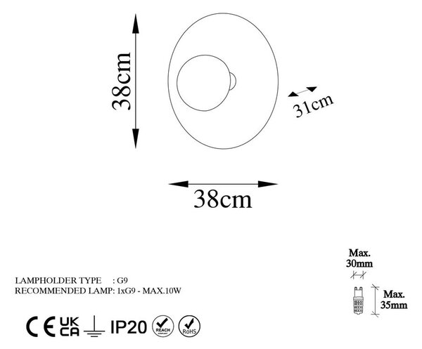 Zidna lampa u bakrenoj boji ø 38 cm Kurt – Opviq lights