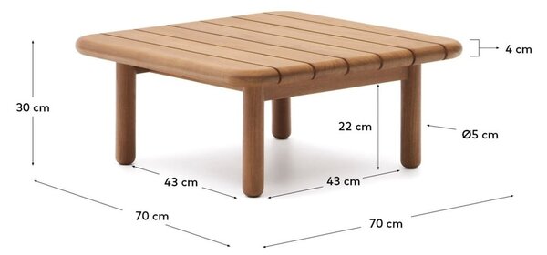 Vrtni stol od masivne tikovine 70x70 cm Turqueta – Kave Home