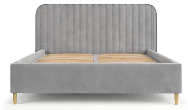 Sivi tapecirani bračni krevet s prostorom za pohranu s podnicom 180x200 cm Noto – Maison de Rêve