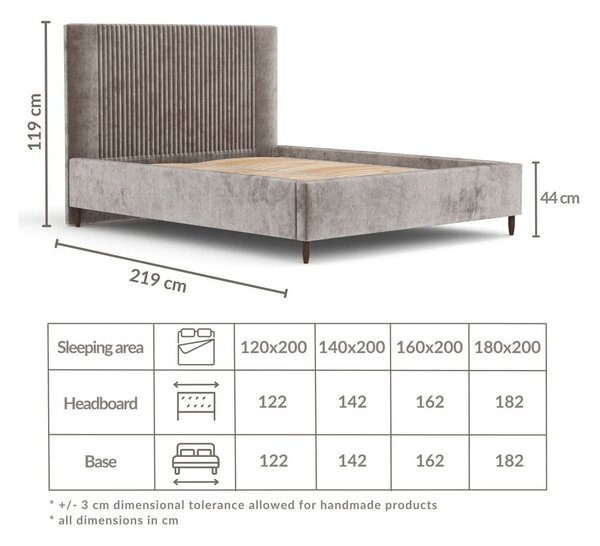 Bež tapecirani bračni krevet s prostorom za odlaganje s podnicom 180x200 cm Etero – Maison de Rêve