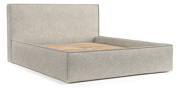 Svijetlo sivi tapecirani bračni krevet s prostorom za odlaganje s podnicom 200x200 cm Lounge L – Maison de Rêve