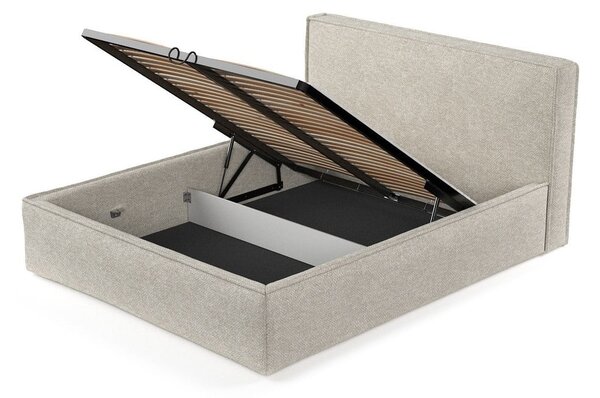Svijetlo sivi tapecirani bračni krevet s prostorom za odlaganje s podnicom 200x200 cm Lounge L – Maison de Rêve