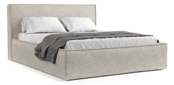 Svijetlo sivi tapecirani bračni krevet s prostorom za odlaganje s podnicom 200x200 cm Lounge L – Maison de Rêve