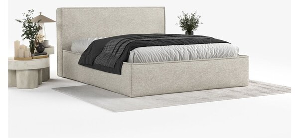 Svijetlo sivi tapecirani bračni krevet s prostorom za odlaganje s podnicom 200x200 cm Lounge L – Maison de Rêve