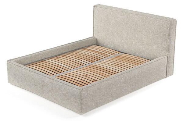 Svijetlo sivi tapecirani bračni krevet s prostorom za odlaganje s podnicom 200x200 cm Lounge L – Maison de Rêve