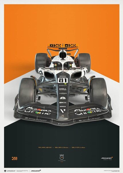 Umjetnički tisak McLaren Formula 1 Team - Oscar Piastri - The Triple Crown Livery - 60th Anniversary - 2023, Automobilist