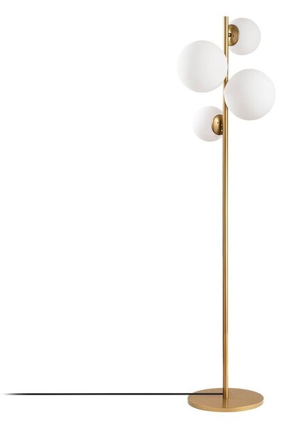 Bijela/mjedena stojeća svjetiljka sa staklenim sjenilom (visina 162 cm) Fazli – Opviq lights