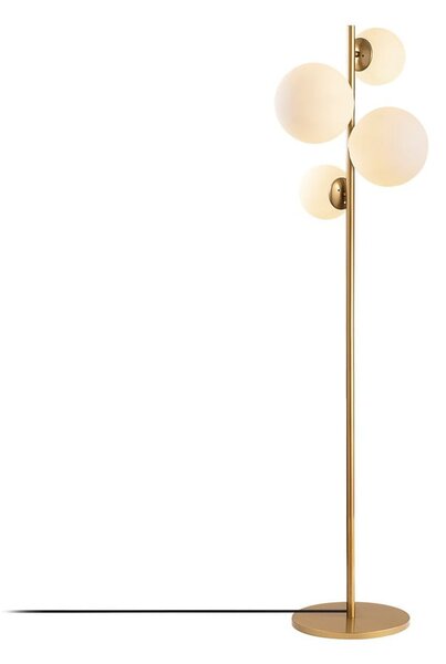 Bijela/mjedena stojeća svjetiljka sa staklenim sjenilom (visina 162 cm) Fazli – Opviq lights