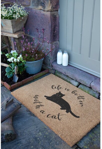 Otirač od kokosovih vlakana 40x60 cm Life Is Better With a Cat – Artsy Doormats
