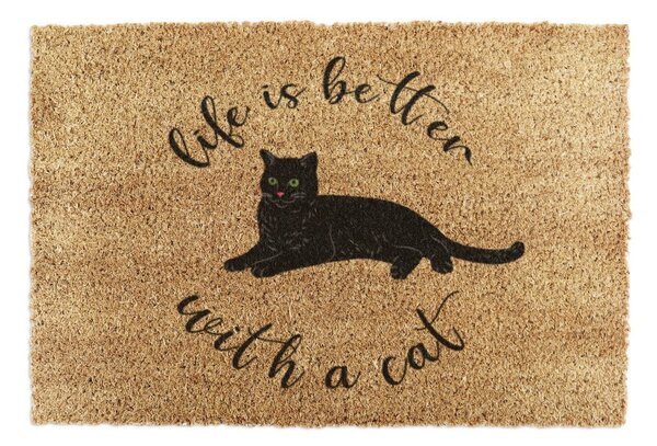 Otirač od kokosovih vlakana 40x60 cm Life Is Better With a Cat – Artsy Doormats