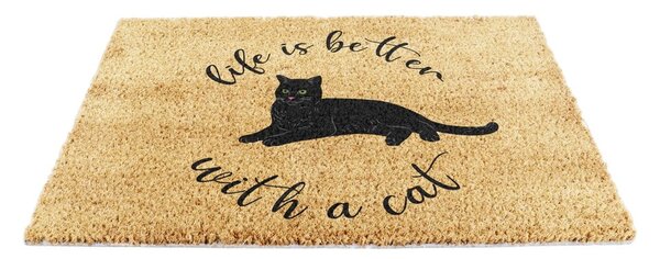 Otirač od kokosovih vlakana 40x60 cm Life Is Better With a Cat – Artsy Doormats