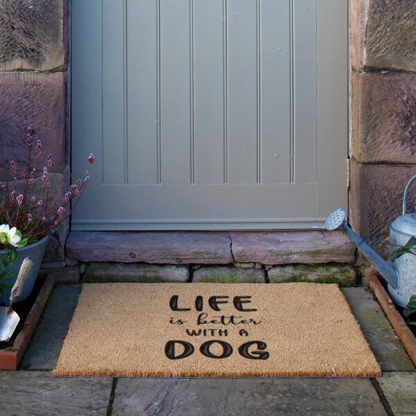Otirač od kokosovih vlakana 40x60 cm Life Is Better With a Dog – Artsy Doormats