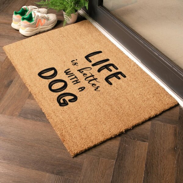 Otirač od kokosovih vlakana 40x60 cm Life Is Better With a Dog – Artsy Doormats