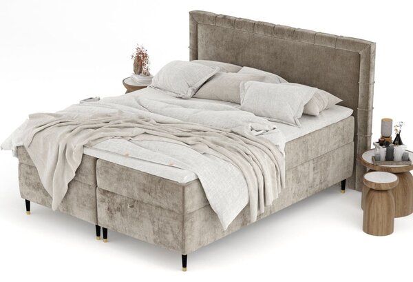 Bež boxspring krevet s prostorom za pohranu 180x200 cm Voyage – Maison de Rêve