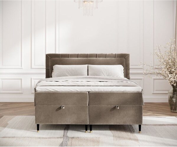 Bež boxspring krevet s prostorom za pohranu 180x200 cm Voyage – Maison de Rêve