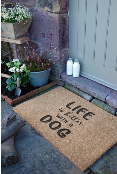 Otirač od kokosovih vlakana 40x60 cm Life Is Better With a Dog – Artsy Doormats
