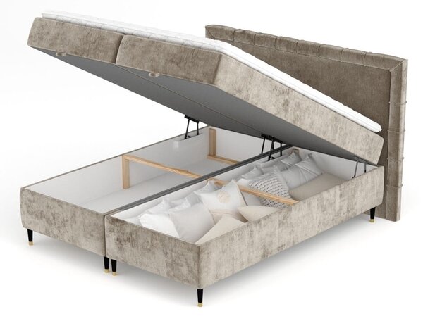 Bež boxspring krevet s prostorom za pohranu 180x200 cm Voyage – Maison de Rêve