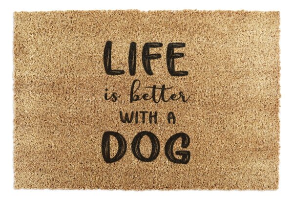 Otirač od kokosovih vlakana 40x60 cm Life Is Better With a Dog – Artsy Doormats