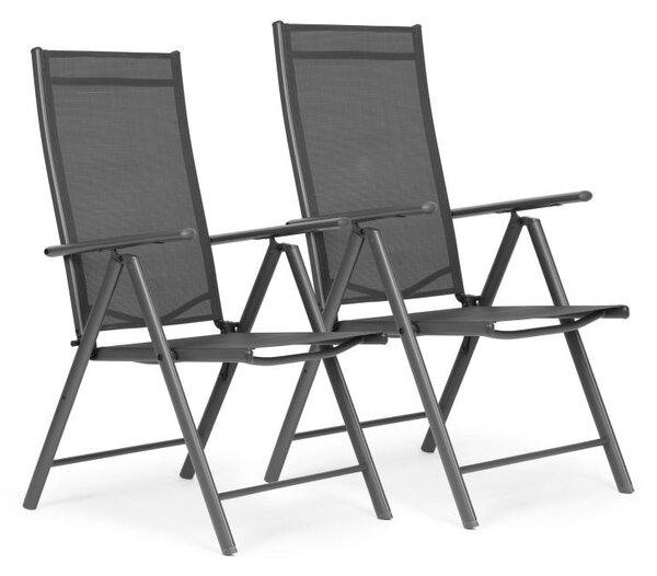 Set od 2 sklopivih vrtnih stolica s podesivim naslonom - sive