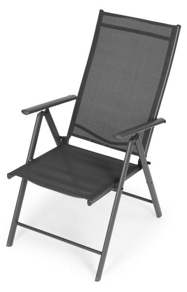 Set od 2 sklopivih vrtnih stolica s podesivim naslonom - sive