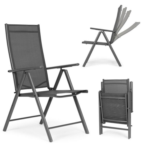 Set od 2 sklopivih vrtnih stolica s podesivim naslonom - sive