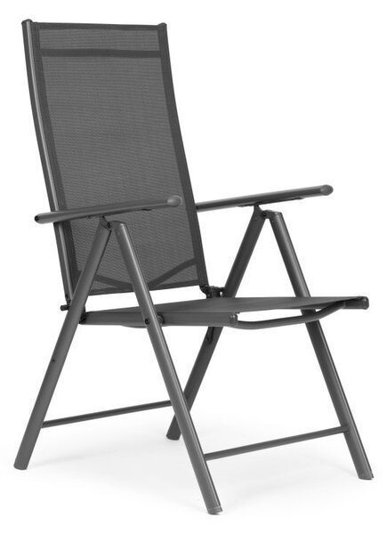 Set od 2 sklopivih vrtnih stolica s podesivim naslonom - sive