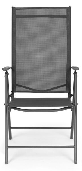 Set od 2 sklopivih vrtnih stolica s podesivim naslonom - sive