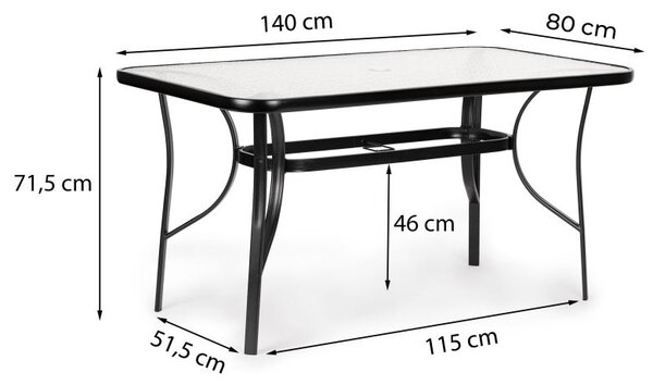 Stakleni vrtni stol 140x80 cm