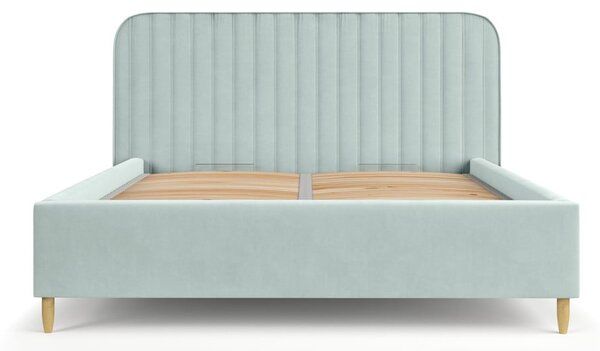 Mentol zeleni tapecirani bračni krevet s prostorom za pohranu s podnicom 140x200 cm Noto – Maison de Rêve