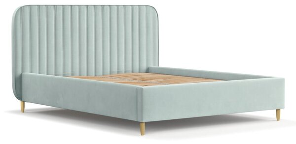 Mentol zeleni tapecirani bračni krevet s prostorom za pohranu s podnicom 140x200 cm Noto – Maison de Rêve